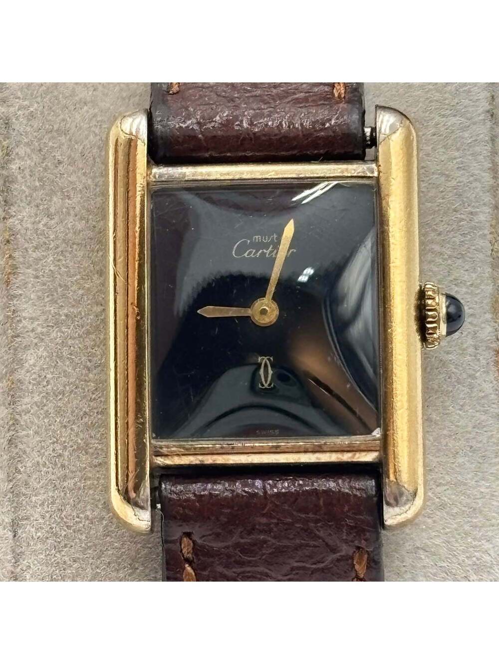 Must de Cartier Tank Vermeil Black Dial Watch 21mm - Picture 2 of 9